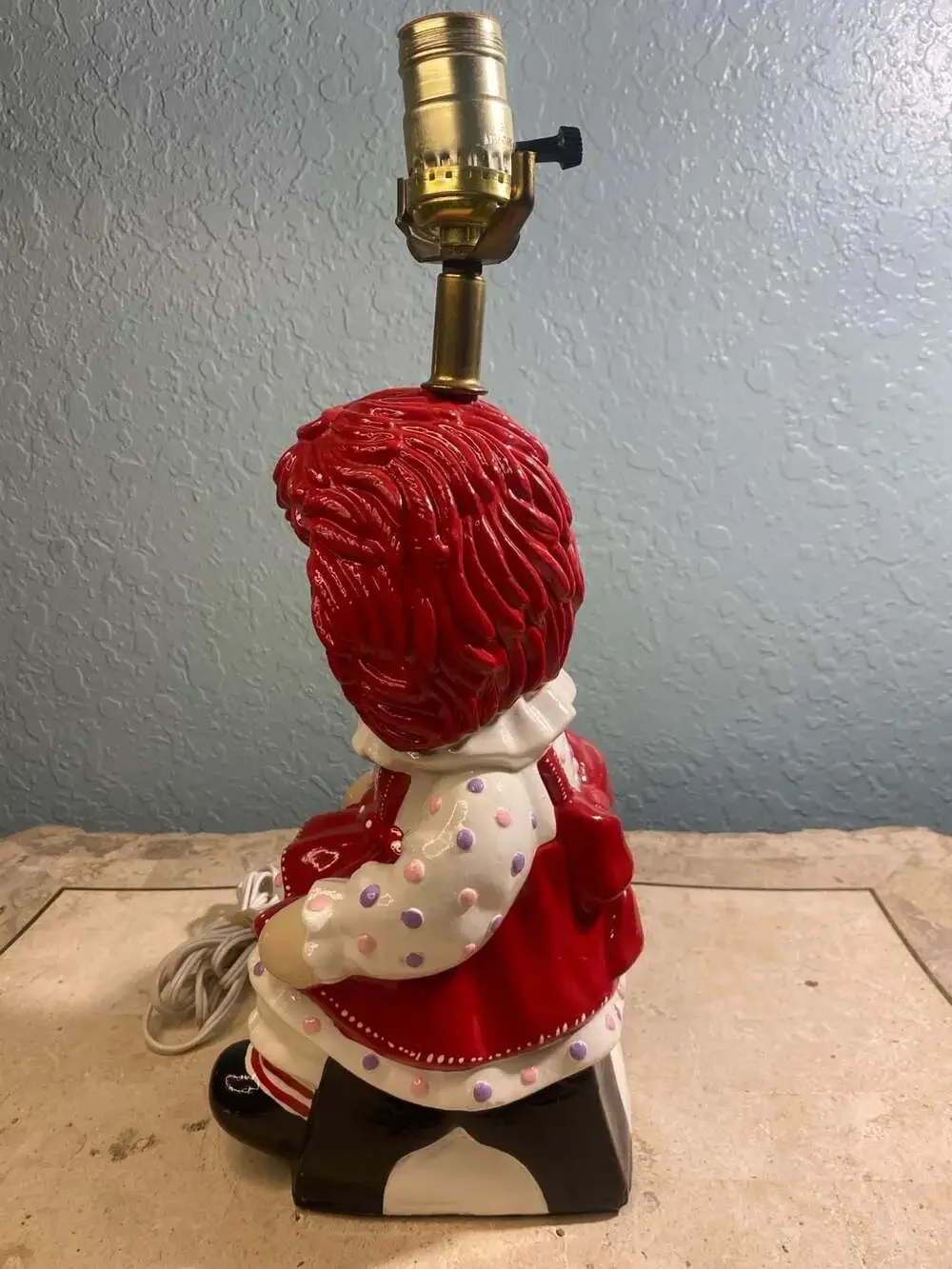 Vintage Raggedy Ann Ceramic Table Lamp Nursery Decor